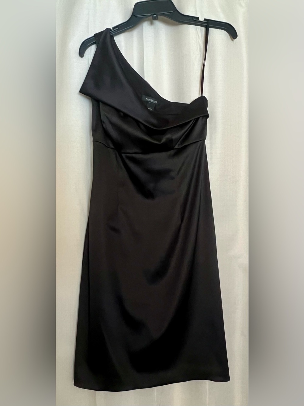 White House Black Market Women’s 2 Black Satin One Shoulder Cocktail Dress